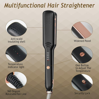 Glätteisen Ceramic Straight, Bwaliffury Glätteisen Breit, 2 in 1 Glätteisen Locken und Glätten, Mini