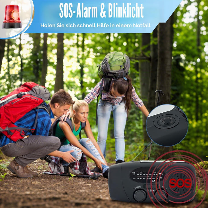 2000 mAh Notfall-Solar-Handkurbel-Radio, 3-Wege-betriebenes tragbares Wetterradio AM/FM/NOAA mit USB