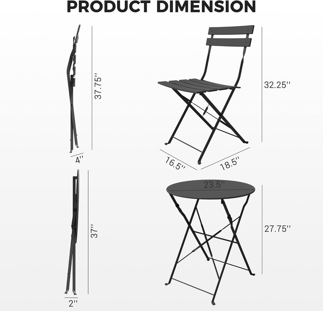 Grand patio Bistro Set 3 Stück, Gartenmöbel Set, Sitzgruppe 2 Stühle und 1 Tisch, Premium Stahl, Kla