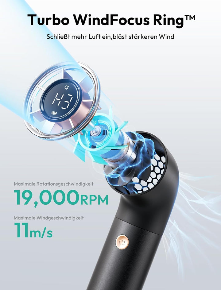 Aecooly Tragbarer Handventilator, Leistungsstarker Turbo-Mini-Ventilator, 19000 U/min High Speed Aer