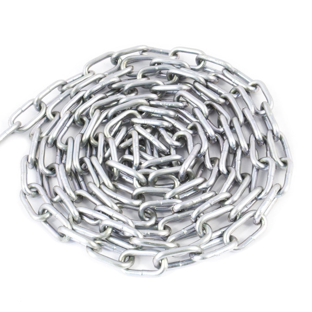 DQ-PP Stahlkette Stahl C15 – 7mm – 3m – Kurzgliedrig – Verzinkt – DIN 5685 – Absperrkette – Metall –