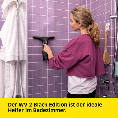 Kärcher Akku Fenstersauger WV 2 Premium Black Edition (Akkulaufzeit: 35 min, 2x wechselbare Absaugdü