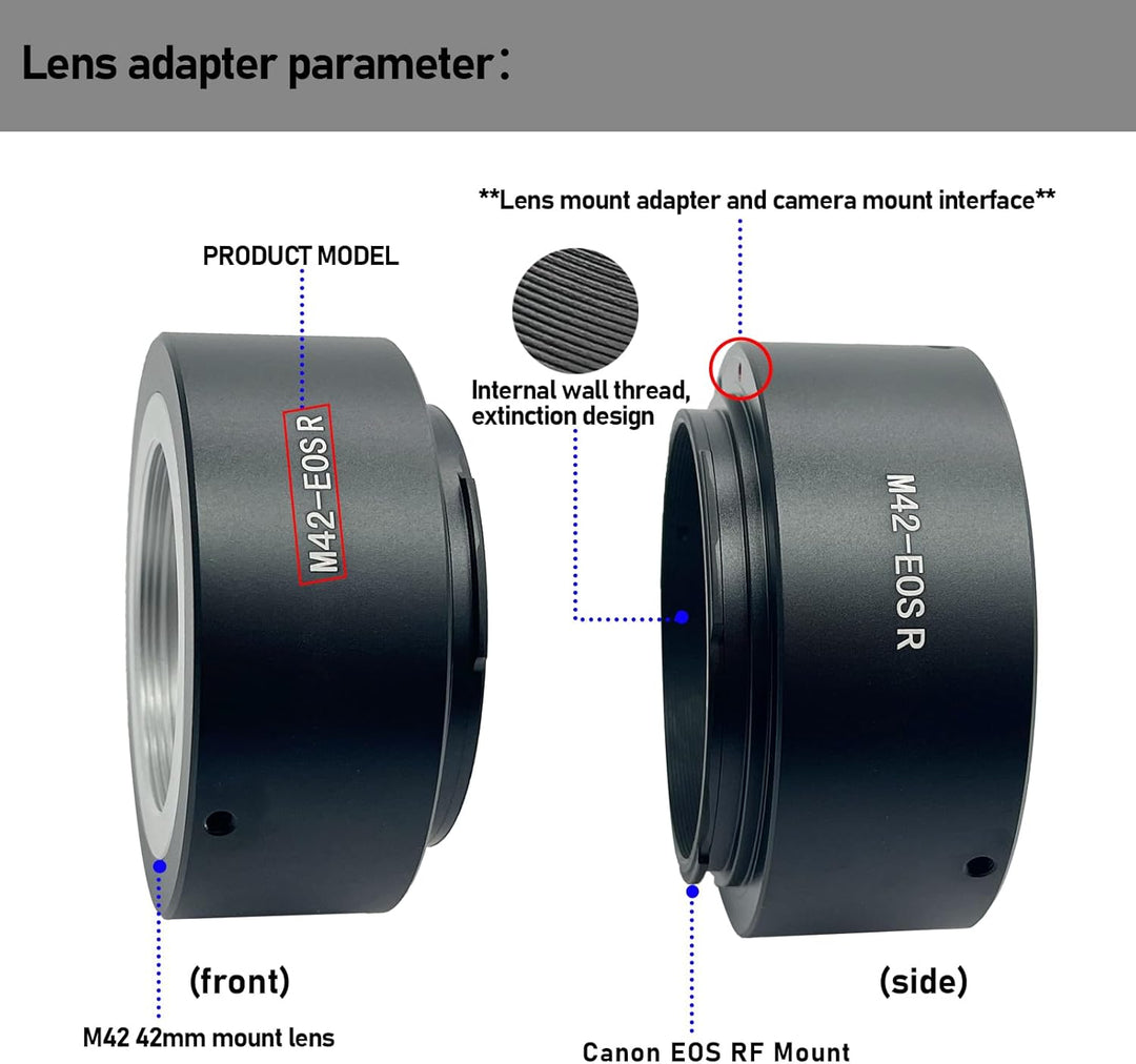 M42-EOS R Objektivadapter Adapterring auf M42 (42x1mm) Schraubbefestigung Objektiv Kompatibel für Ca