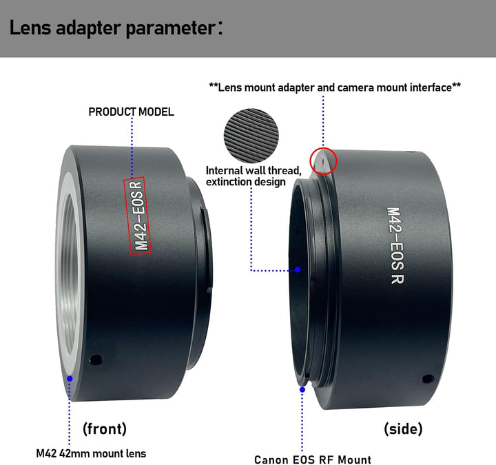 M42-EOS R Objektivadapter Adapterring auf M42 (42x1mm) Schraubbefestigung Objektiv Kompatibel für Ca