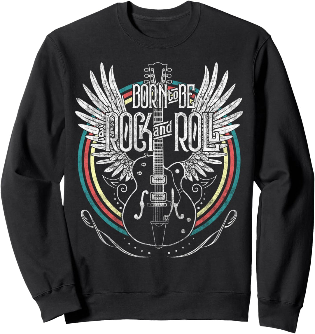 Vintage Retro Style Rock & Roll Music 80s Guitarist Wings Sweatshirt