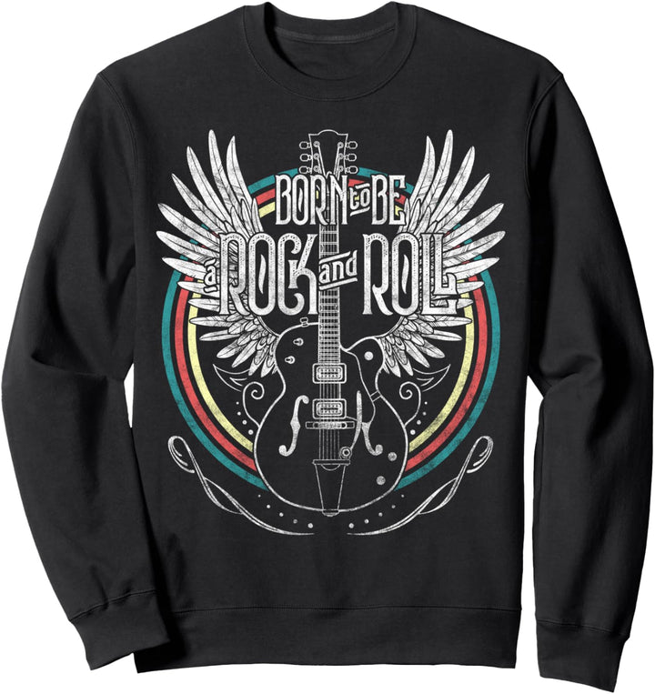Vintage Retro Style Rock & Roll Music 80s Guitarist Wings Sweatshirt