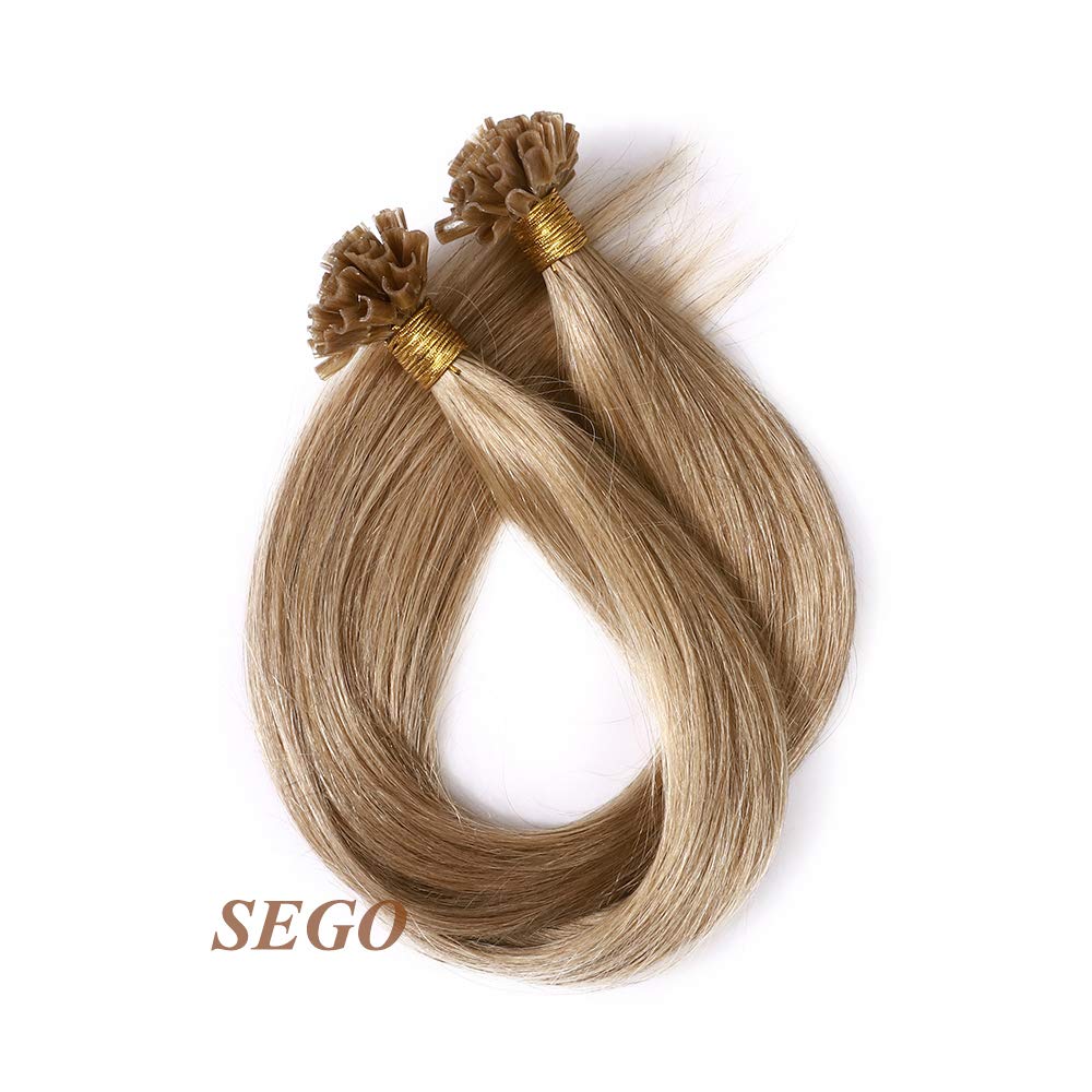 SEGO Extensions Echthaar Bondings Keratin U-Tip Remy Human Hair Haarverlängerung 50 Strähnen Honigbl
