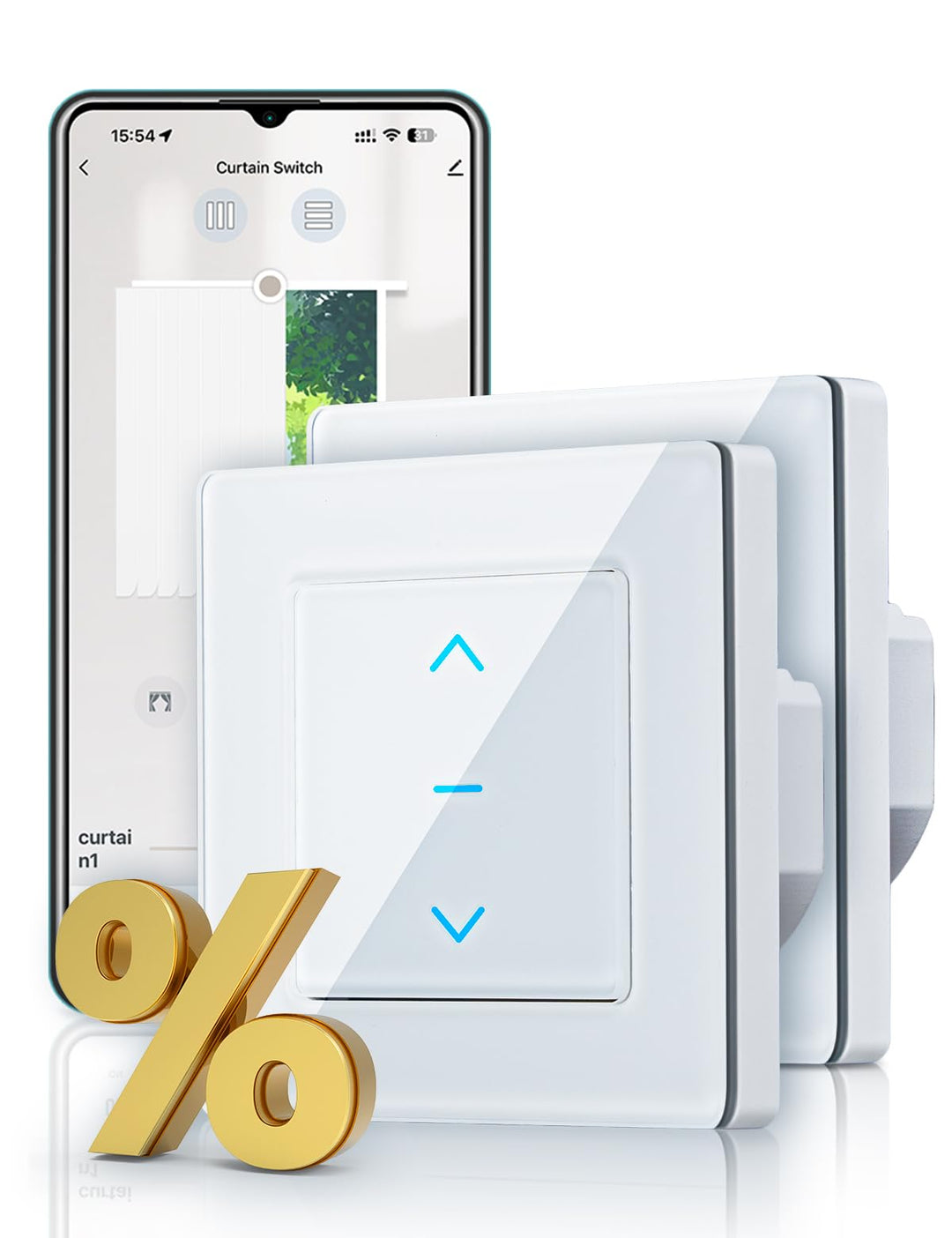 MOES Wlan Smart Rolladenschalter,Prozentuale Rolladensteuerung, Touch Alexa Rolladen Schalter, Smart