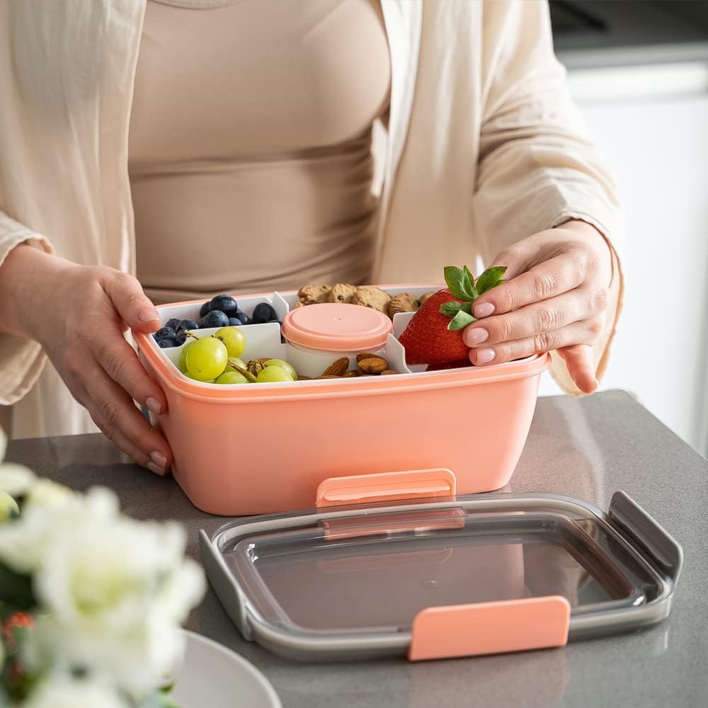 Bugucat Lunchbox Erwachsene 2000ML 2 Set,Auslaufsichere Brotdose Erwachsene Bento Box mit Fächern fü
