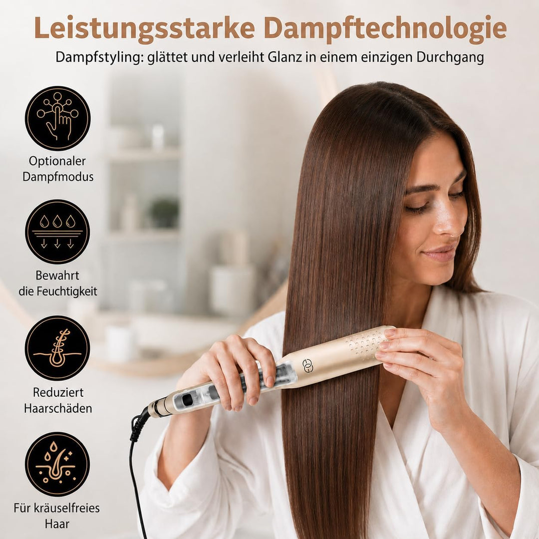 Glätteisen 2-in-1 Professionelles Haarglätter Lockenstab GOLDEN GOODS - Dampfglätter, Hair Straighte