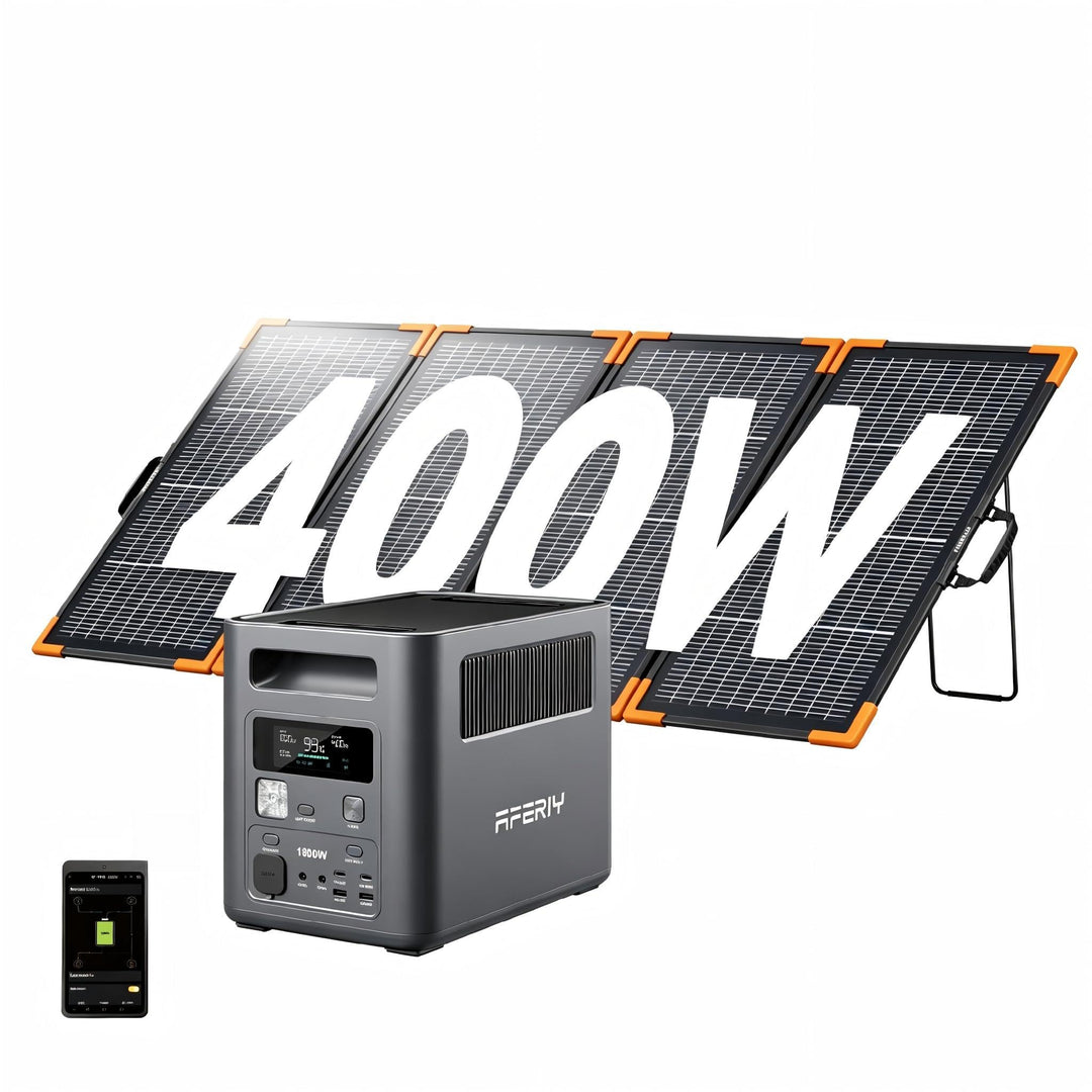AFERIY 1800W Tragbare Powerstation 1024Wh mit 400W Solarpanel, Solargenerator LiFePO4 & 1Std Schnell