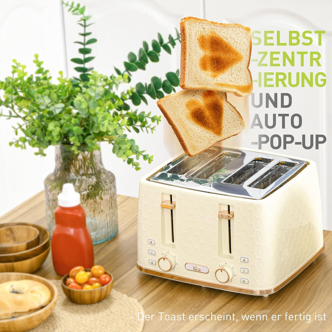 HOMCOM Wasserkocher Toaster Set 1,7L Wasserkocher 4 Toastscheiben Frühstücksset mit 7 Bräunungsstufe