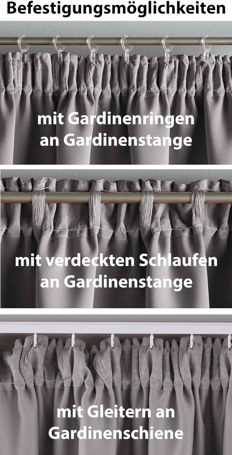 Gardinenbox Vorhang Blickdicht »Newyork« verdeckte Schlaufen Grau HxB 225x295 cm 1er-Pack Thermo-Gar