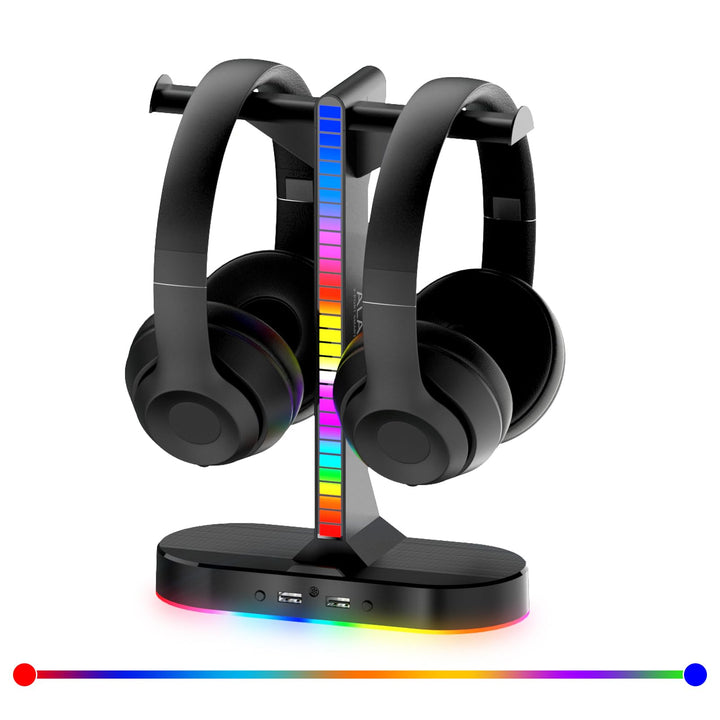 ALACOO Dual Headset Halterung mit LED-Beleuchtung, Headset Ständer RGB, Kopfhörer Ständer, Gaming Ko