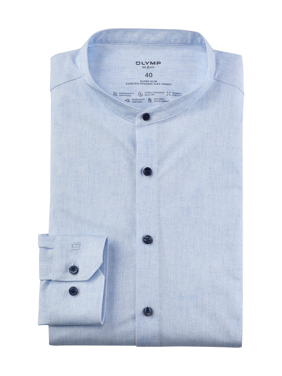 OLYMP Herren Businesshemd Langarm No. Six 24/Seven,super Slim,Stehkragen 45 Bleu 11, 45 Bleu 11