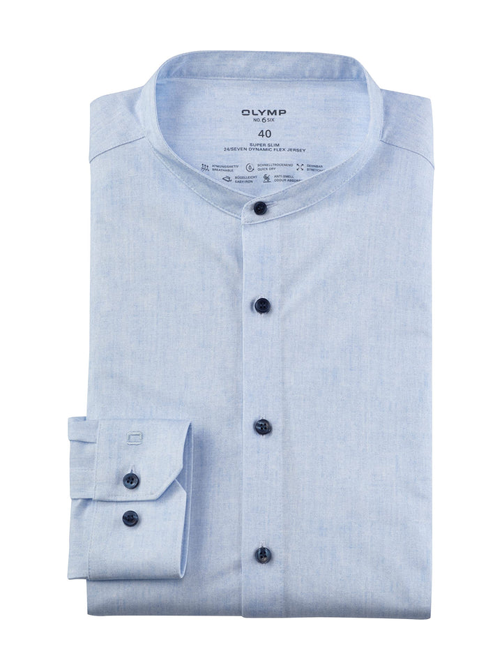 OLYMP Herren Businesshemd Langarm No. Six 24/Seven,super Slim,Stehkragen 45 Bleu 11, 45 Bleu 11