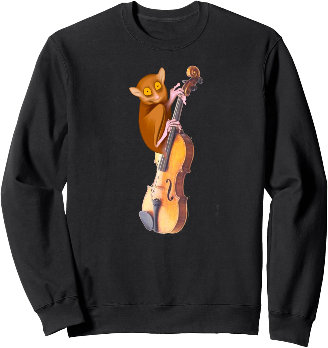 Koboldmaki Tarsier kleiner Affe spielt Violine Geige Sweatshirt