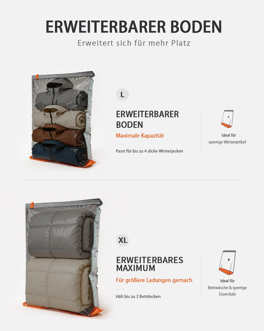 10 Stück Vakuumbeutel für Kleidung mit wiederaufladbarer elektrischer USB-Pumpe, 5× 54×74 cm und 5×