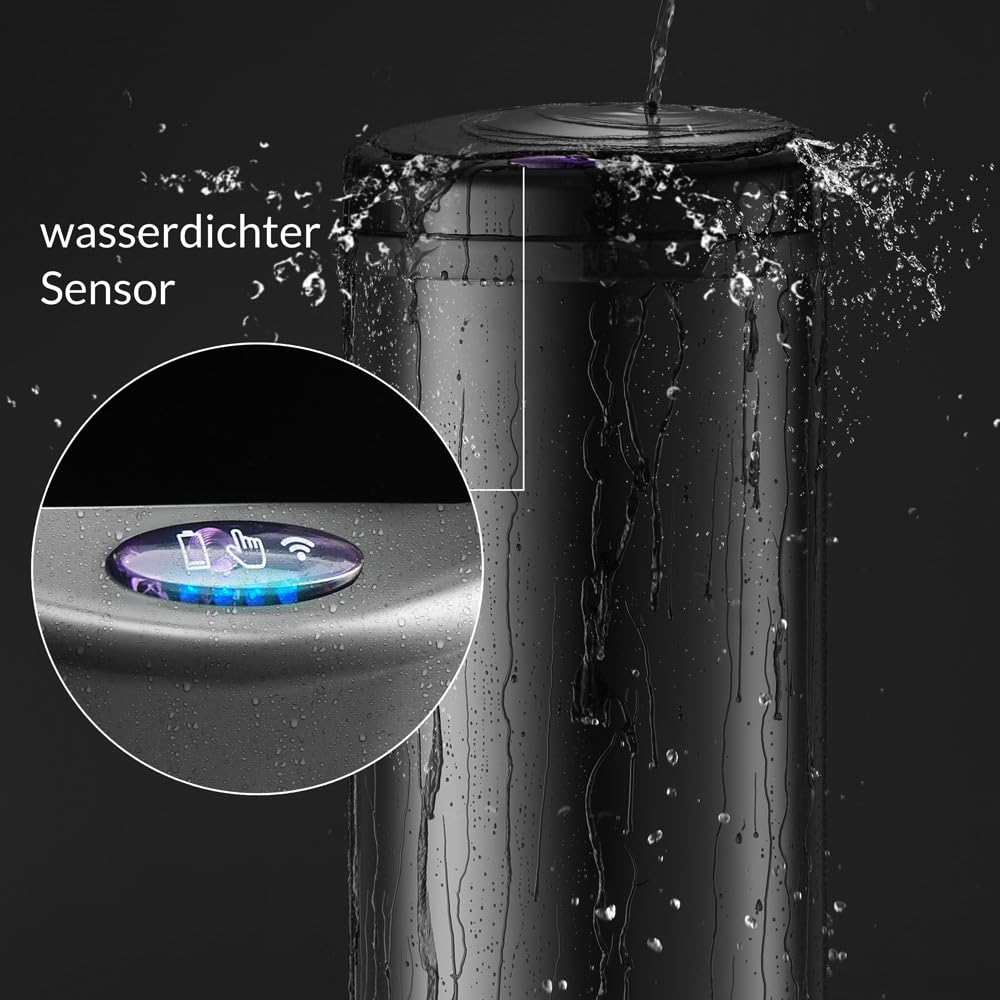 Monzana® Mülleimer Küche mit Sensor 40L Edelstahl USB Ladekabel Berührungslos Deckel Hygienisch Papi