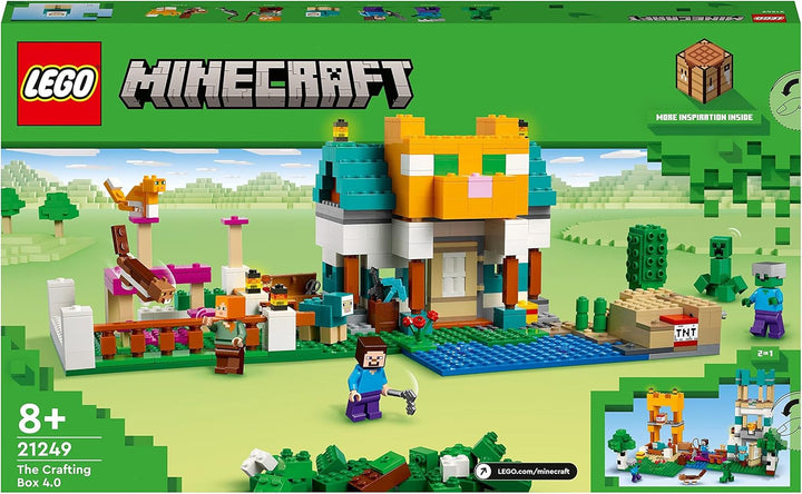 LEGO 21249 Minecraft Die Crafting Box 4.0, 2in1-Set zum Bauen, Türme am Fluss oder Katzenhütte, mit