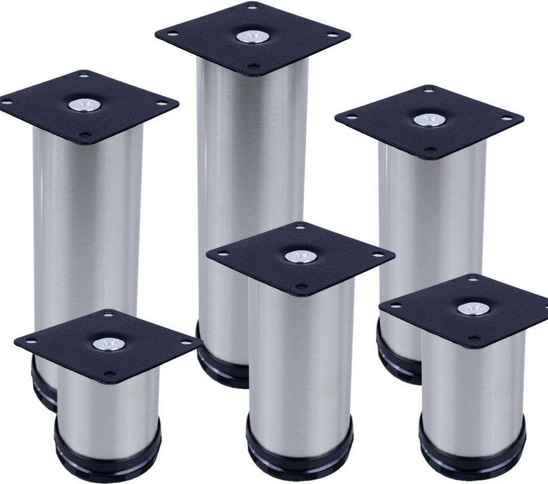 Stahlia Möbelfüsse Edelstahl verstellbar (4er Set) Ø50mm | Höhe: 100mm (+20mm) Schrankfüsse für Side