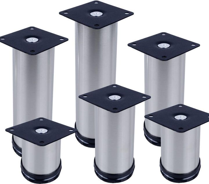 Stahlia Möbelfüsse Edelstahl verstellbar (4er Set) Ø50mm | Höhe: 100mm (+20mm) Schrankfüsse für Side