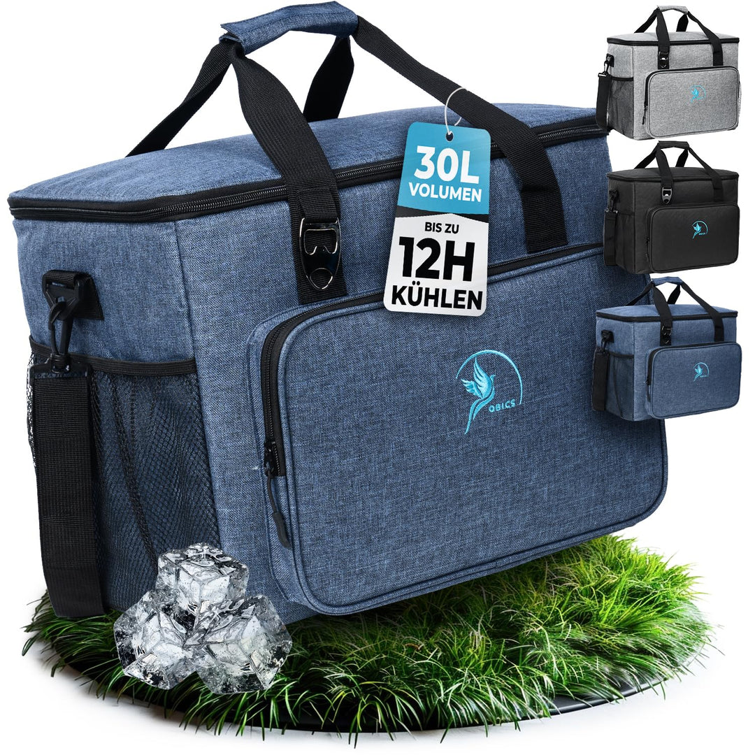 Obics Kühltasche klein 20L & Gross 30L, Kühlbox faltbar mit Flaschenöffner Lunchtasche Herren - lang
