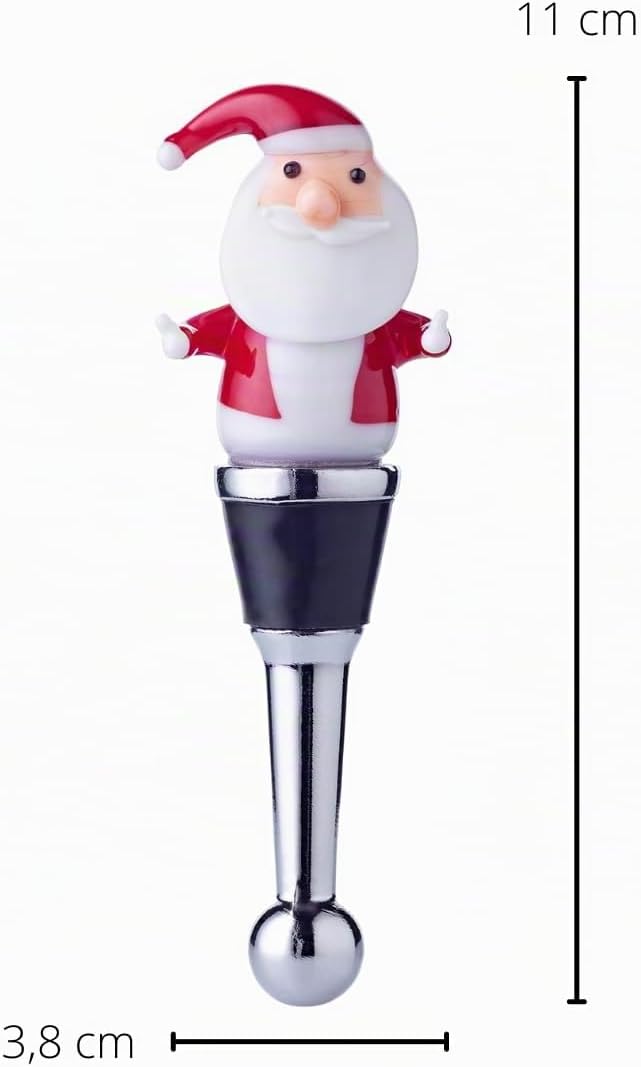 EDZARD Flaschenverschluss Santa, Höhe 11 cm, für Champagner, Wein und Sekt, Muranoglas-Art, Handarbe