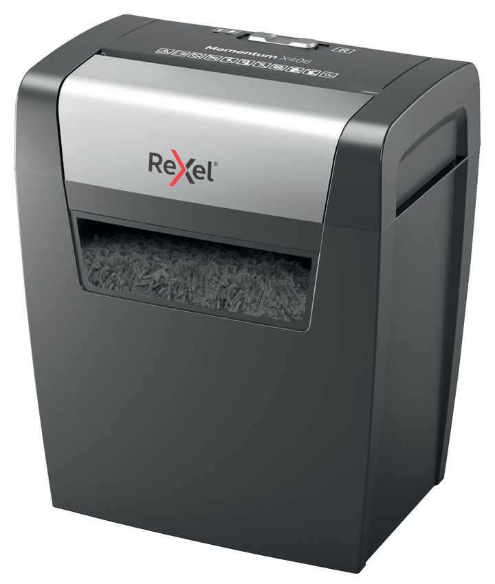 Rexel Aktenvernichter Momentum X406, Partikelschnitt, 7-6 Blatt A4 (70-80 g/m²) Kapazität, Sicherhei