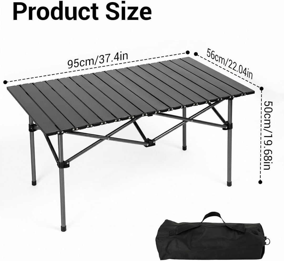 Campingtisch Faltbar Klapptisch, Campingtisch Klappbar, Aufrollbare Tischplatte 96x56x50cm, Falttisc