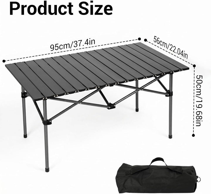Campingtisch Faltbar Klapptisch, Campingtisch Klappbar, Aufrollbare Tischplatte 96x56x50cm, Falttisc