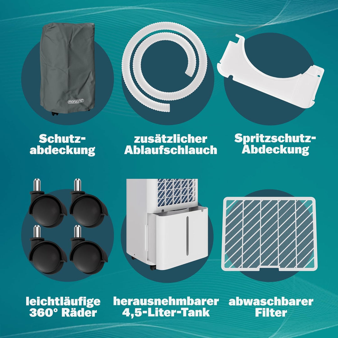 MONZANA® Luftentfeuchter elektrisch 20-30m² 20L/Tag LED-Display 24-Std-Timer Raumentfeuchter Bad Woh