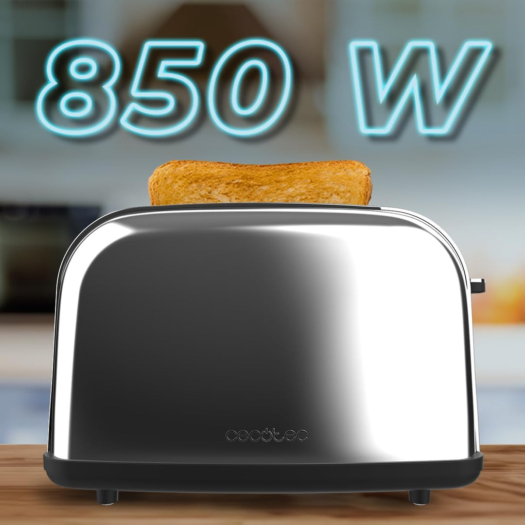 Cecotec Vertikaler Toaster Toastin' time 850 Inox Essential, 850W, Doppelter langer Schlitz und brei