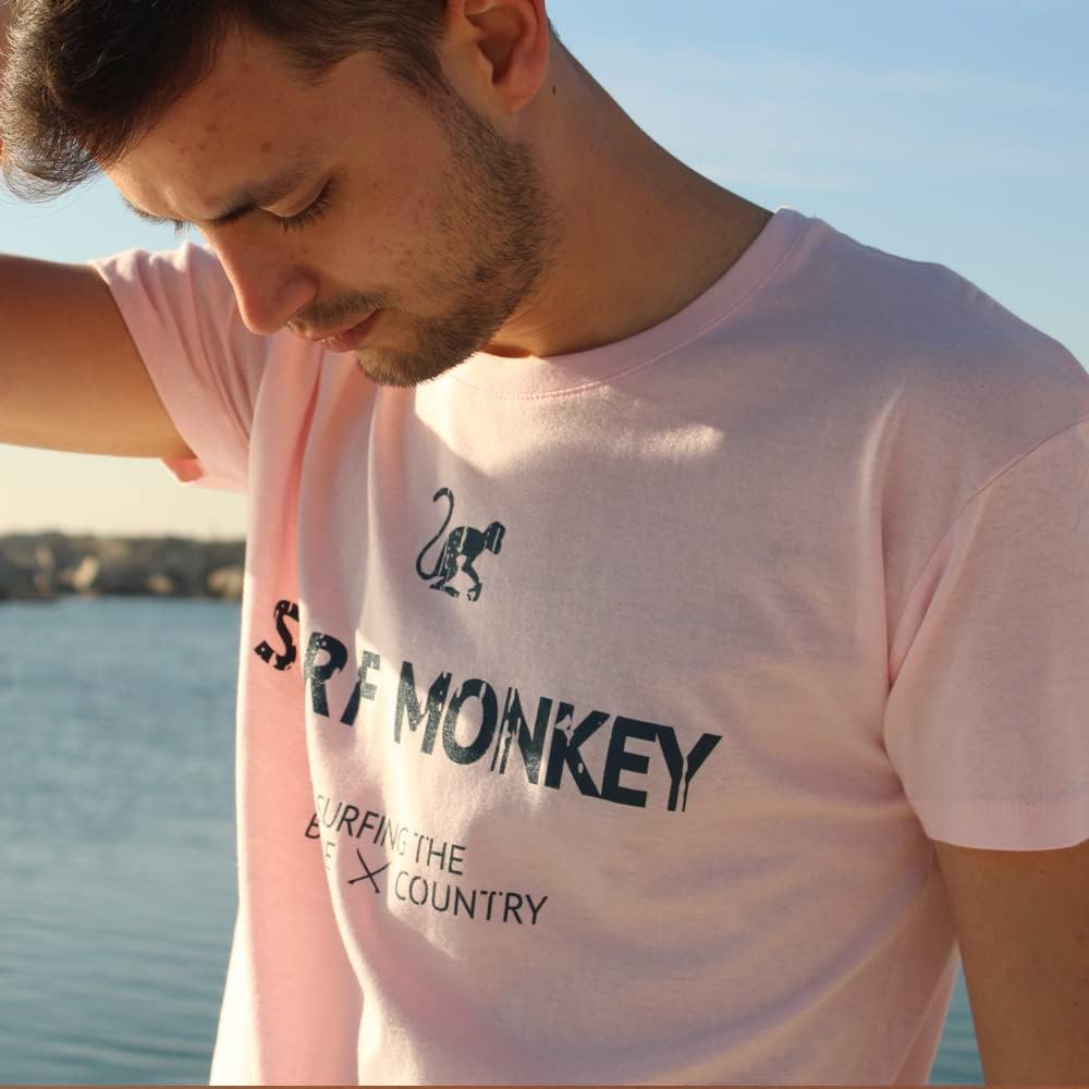 SURF MONKEY Bio-Baumwoll-T-Shirt, Zitronengelb L Rosa, L Rosa