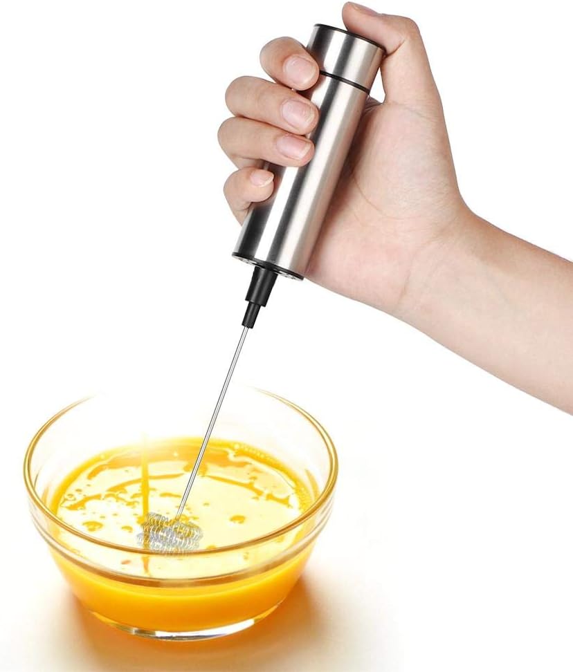 AUNMAS Milchaufschäumer, 23x3cm Batteriebetriebener Schneebesen aus Edelstahl Kaffeerührer Mixer Ble