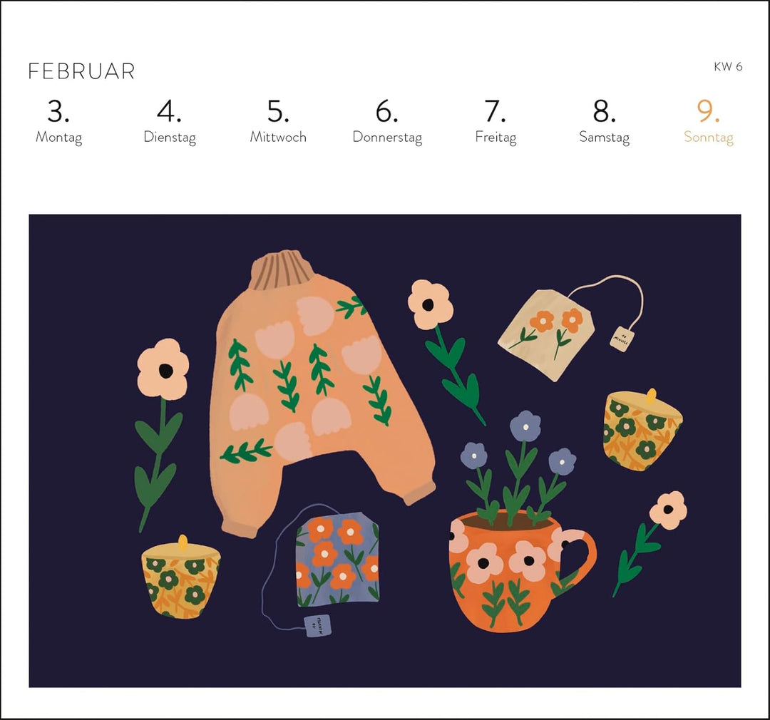 Postkartenkalender 2025: Jeden Tag ein kleines Glück: Wochenkalender zum Aufstellen, Tischkalender m