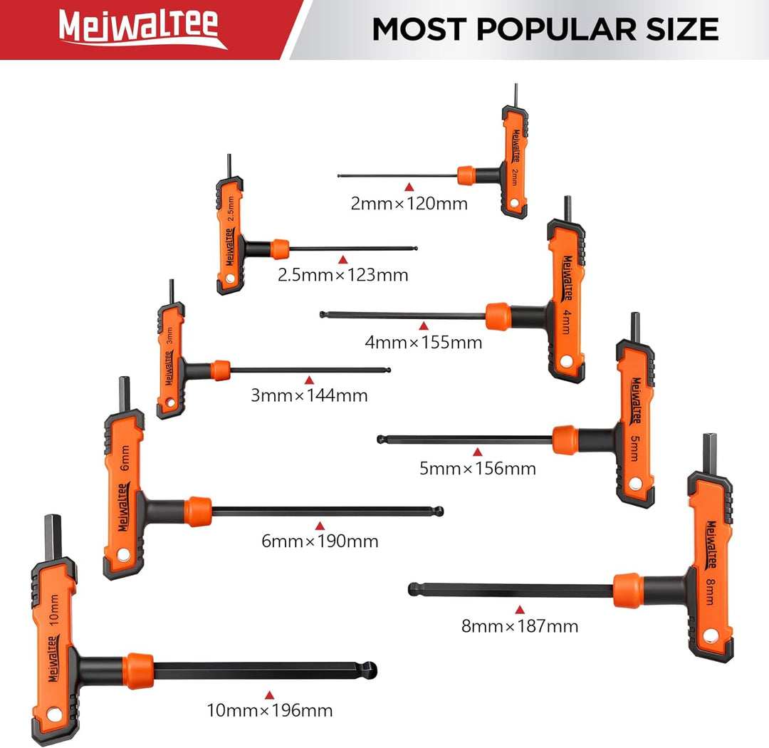 Meiwaltee 8 tlg T-Griff schlüssel-Satz, 2-10mm T-Griff Schraubendreher Set, Innensechskant Stiftschl