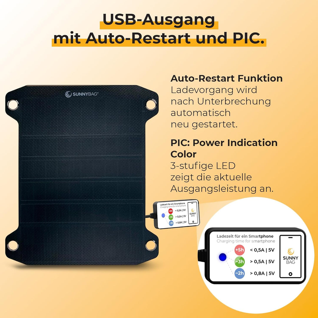 Sunnybag Leaf PRO | Award-Sieger: Das weltweit stärkste Flexible Solarpanel | 7,5 Watt | USB-Anschlu