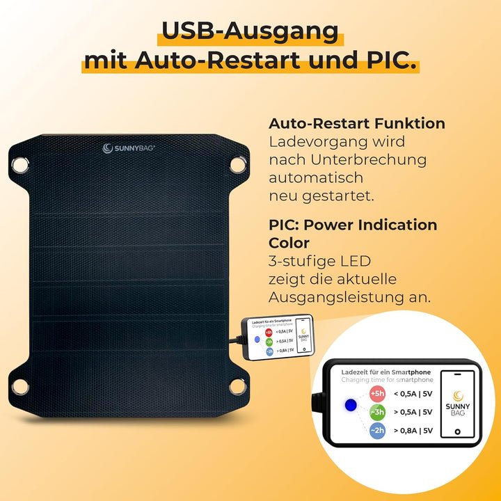 Sunnybag Leaf PRO | Award-Sieger: Das weltweit stärkste Flexible Solarpanel | 7,5 Watt | USB-Anschlu
