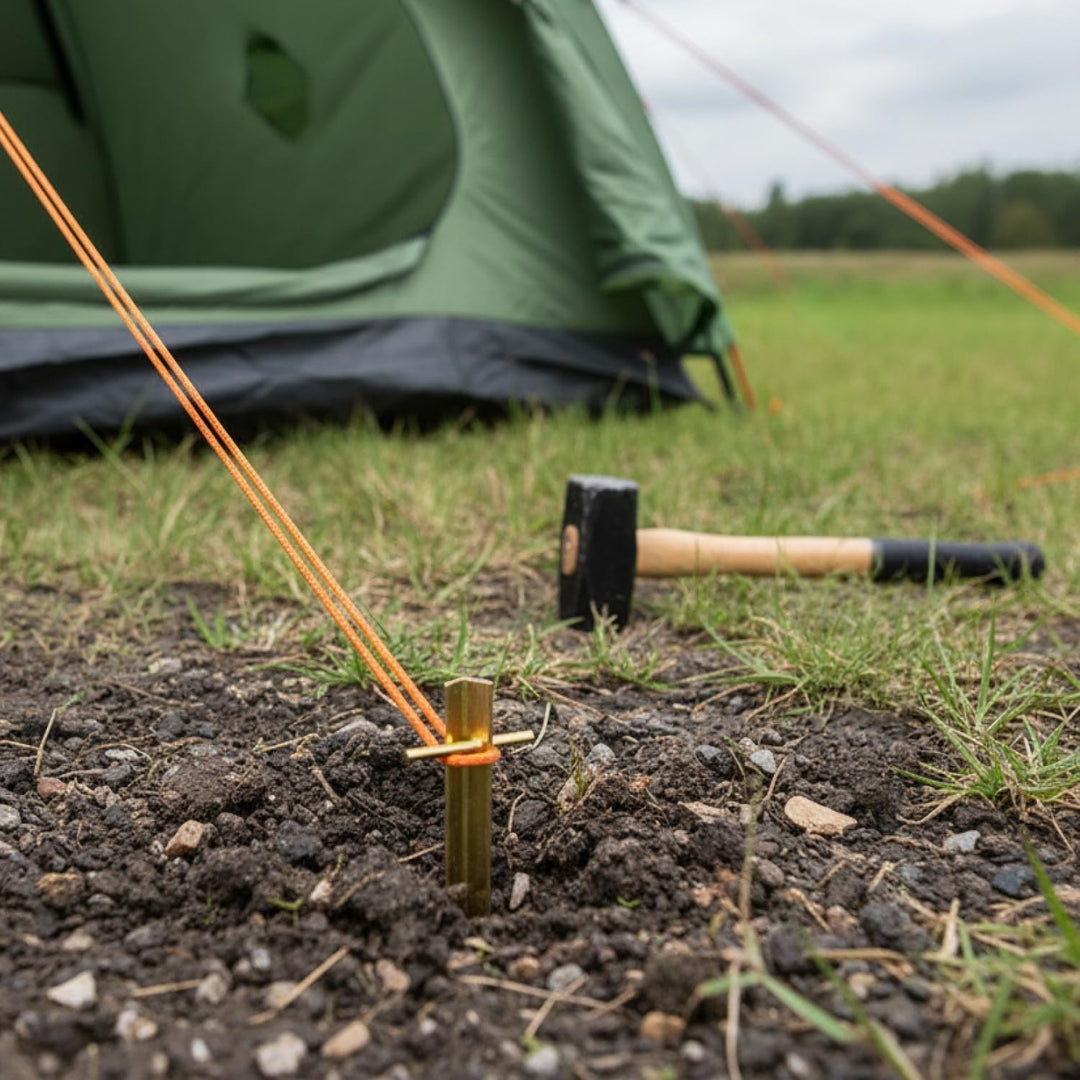 com-four® 8X Zelt-Heringe aus Stahl - Lange und robuste Erdnägel mit T-Profil für Camping und Outdoo