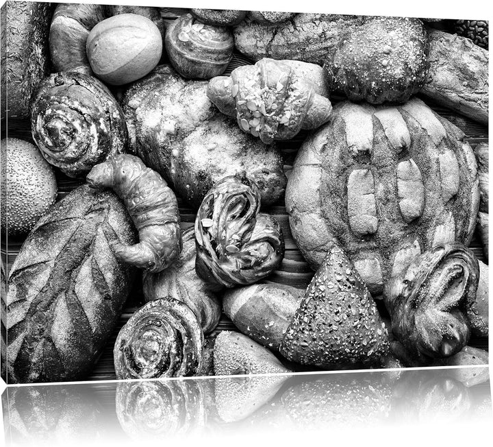 Monocrome, Bread and buns, Format: 100x70 auf Leinwand, XXL riesige Bilder fertig gerahmt mit Keilra