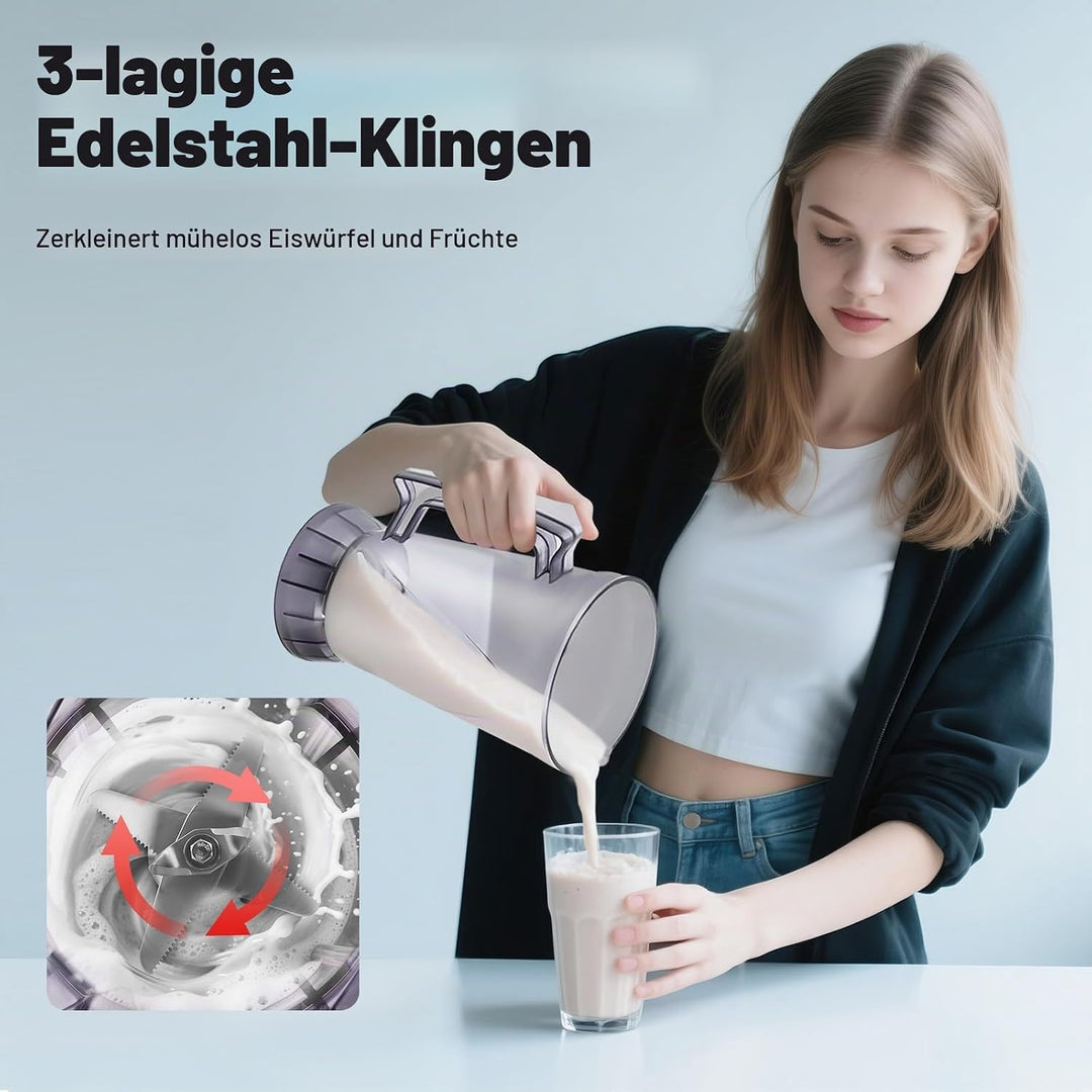 2200W Profi Standmixer 4L - Hochleistungs Mixer für Smoothies, Crushed Ice &amp; Fleisch - Grossvolumige