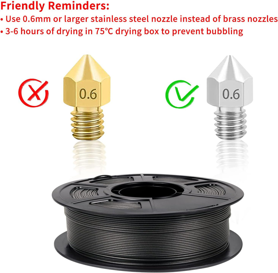 IEMAI PETG Carbon Fibre Filament 1.75 mm, 3D Printer Filament PETG, Carbon Fibre Filament 1.75 PETG