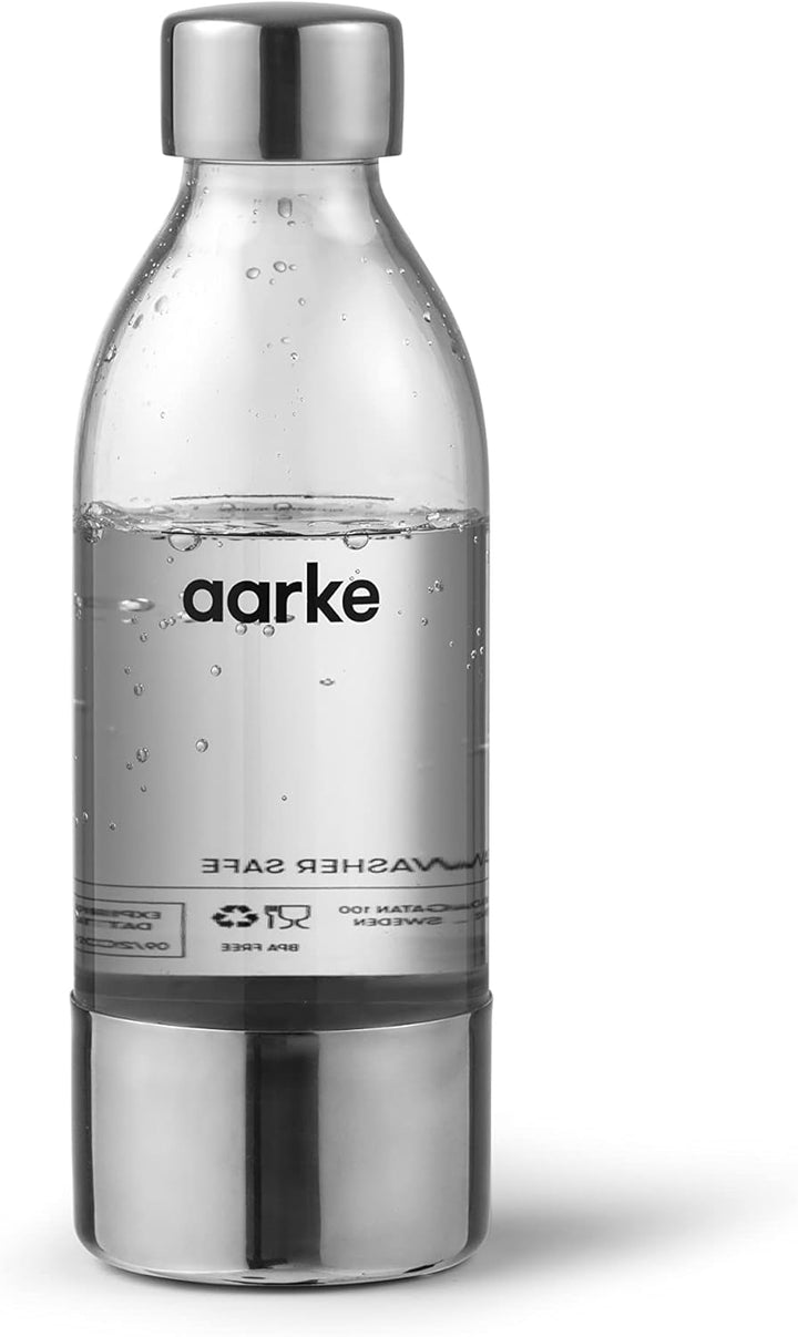 Aarke 2 x PET-Flasche für Wassersprudler Carbonator 3, BPA-frei mit Details in Edelstahl, 800ml + 45