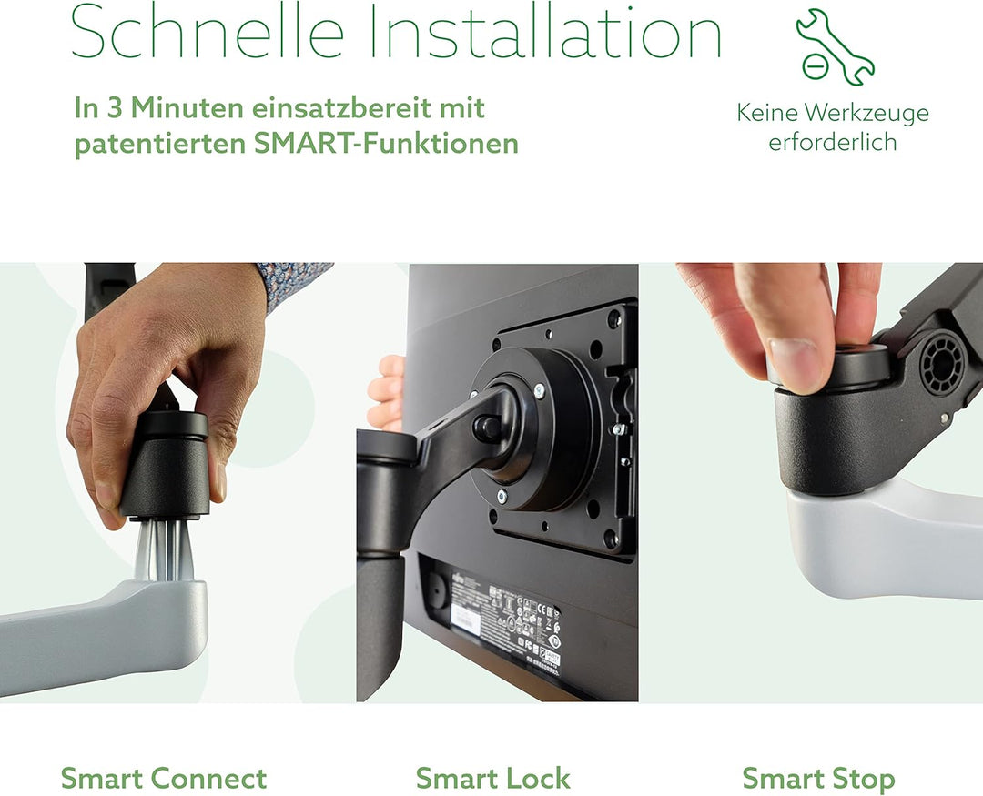 R-Go Tools Zepher 4 C2 nachhaltiger Doppel Monitor Arm, Tischhalterung, Justierbar, nachhaltiger Dop