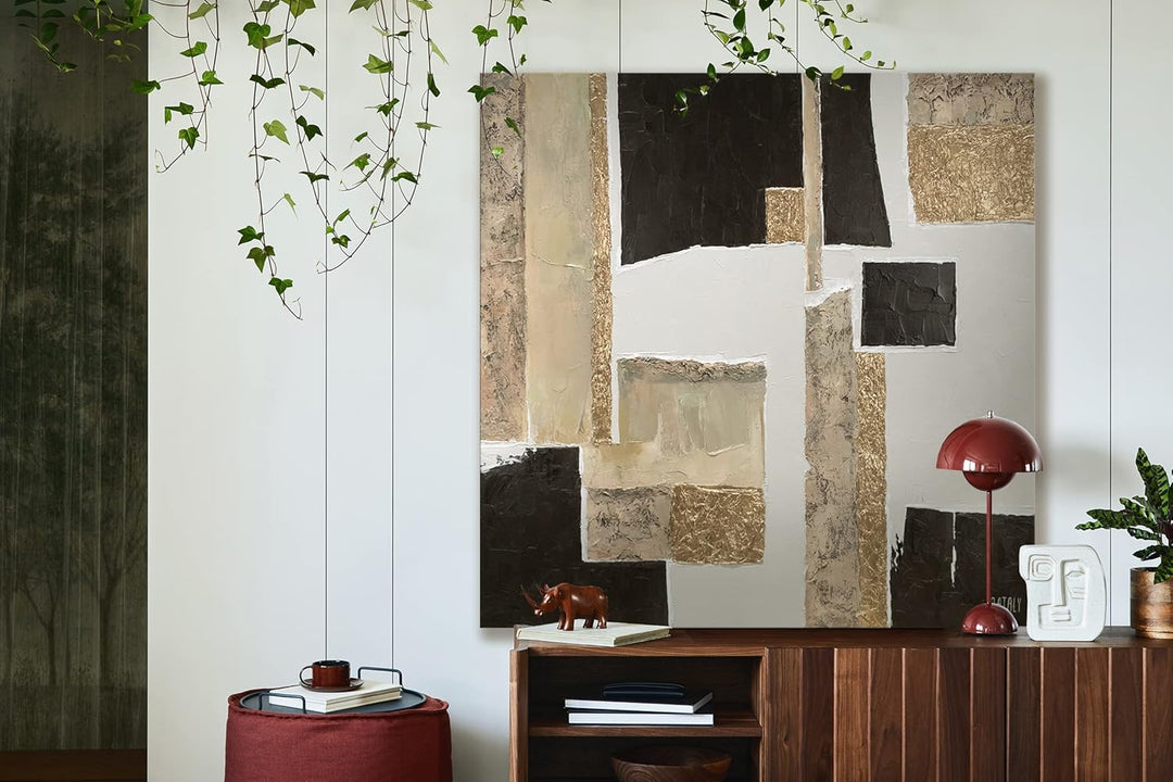 YS-Art Abstrakt Acryl Gemälde auf Leinwand Charakter handgemalt Wandbilder Wohnzimmer modern Wohndek