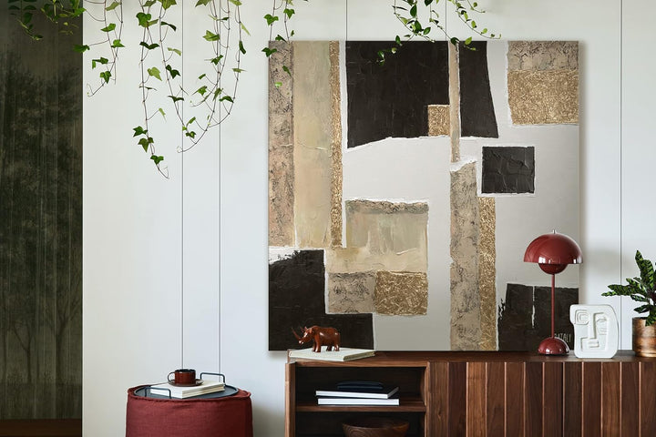 YS-Art Abstrakt Acryl Gemälde auf Leinwand Charakter handgemalt Wandbilder Wohnzimmer modern Wohndek