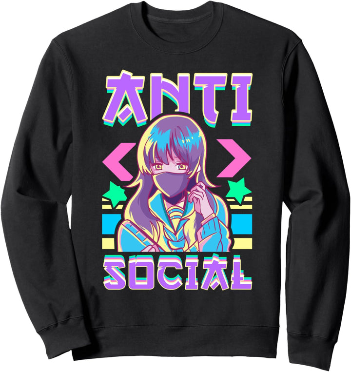 Cute Anti Social Vaporwave Anime Girl Japanese Antisocial Sweatshirt