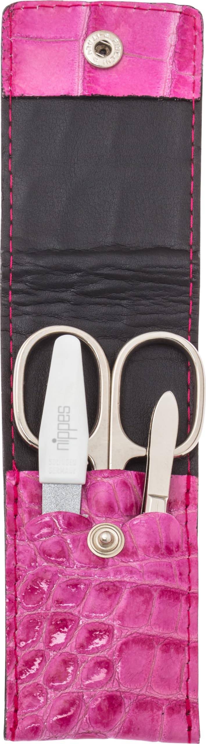 nippes Solingen Maniküre Set Pink, 3-tlg., Rindsleder-Etui, Made in Germany