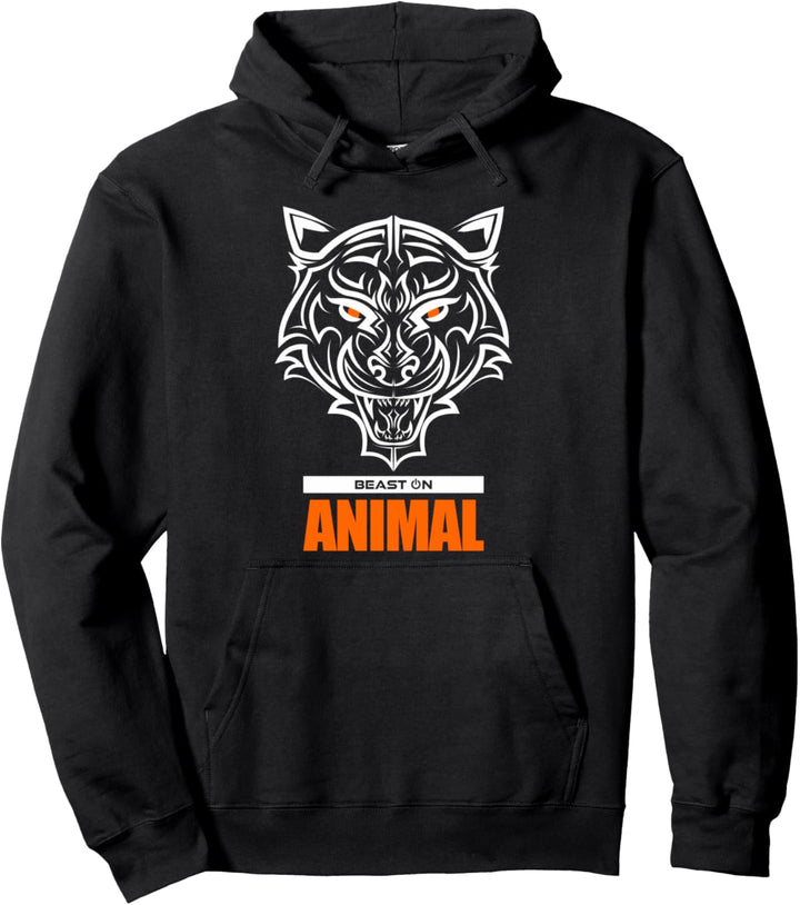 Tiger Kopf Orange Animal Gains Gym Workout Fitness Training Pullover Hoodie